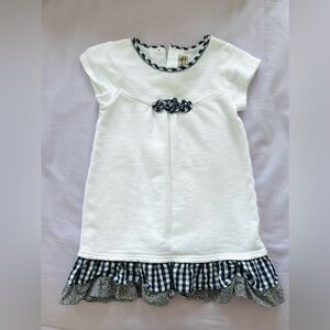 P’tite Mom French Designer Preppy Gingham Layered Ruffle Hem Shift Dress Girls 4